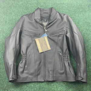 Teknic Taos Black Leather Protective Padding Motorcycle Riding Jacket Women’s Sm